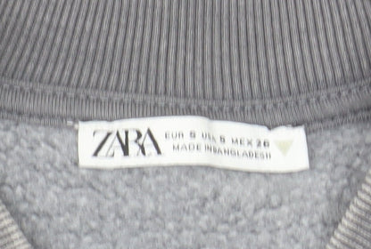 ZARA Womens Grey Full Zip Sweatshirt Size 10 Relaxed Fit