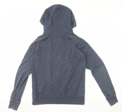Jack Wills Womens Blue Full Zip Hoodie Size 12 Cotton Blend Casual