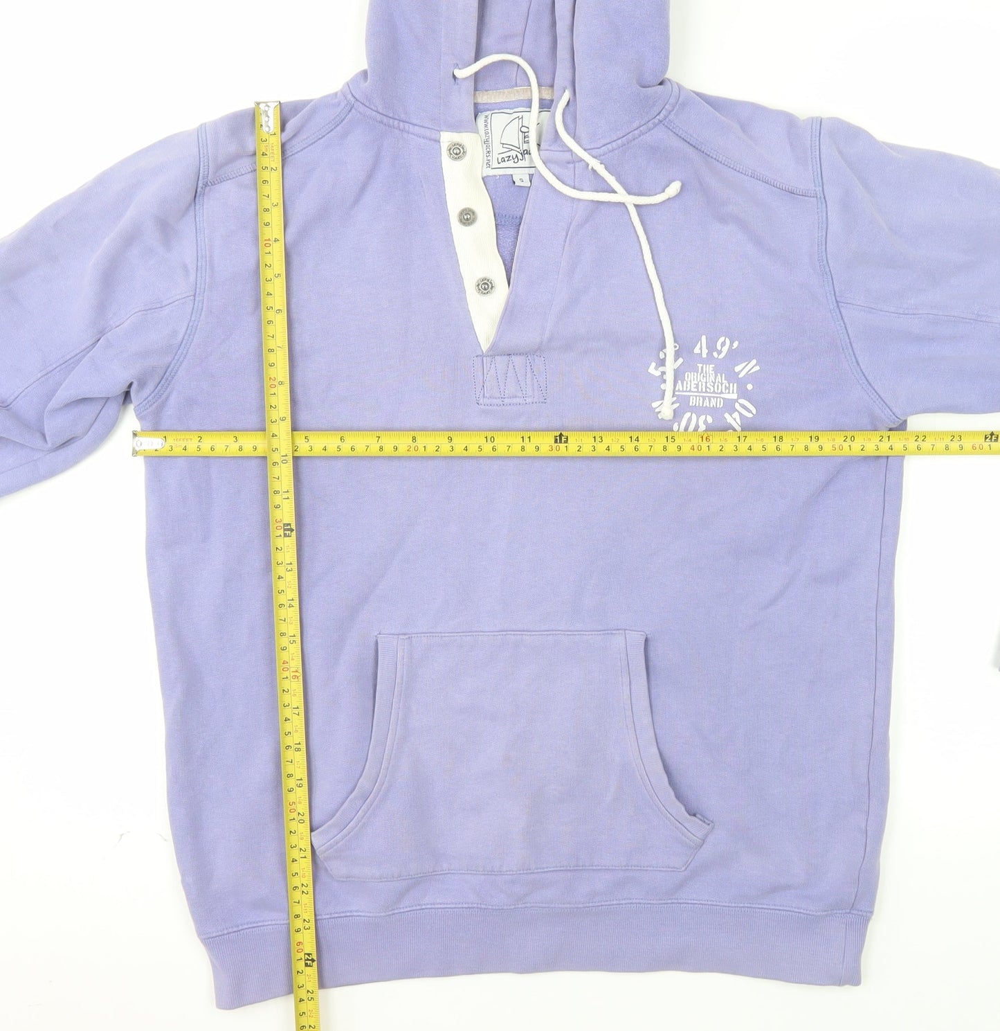 Lazy Jacks Womens Lilac Hooded Henley Sweatshirt S 100% Cotton