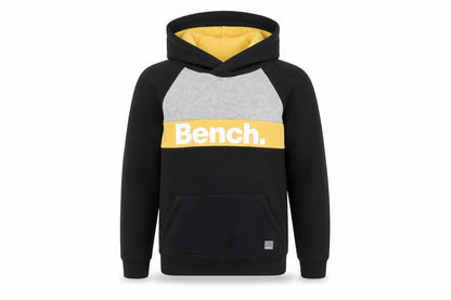 Bench Boys Black Yellow Colourblock Pullover Hoodie Age 13 Cotton Blend