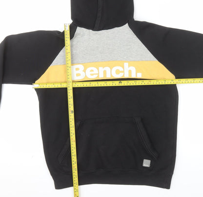 Bench Boys Black Yellow Colourblock Pullover Hoodie Age 13 Cotton Blend
