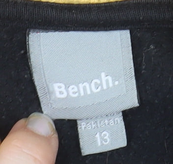 Bench Boys Black Yellow Colourblock Pullover Hoodie Age 13 Cotton Blend