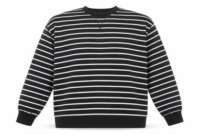 Tu Woman Black & White Striped Cotton Pullover Sweatshirt M