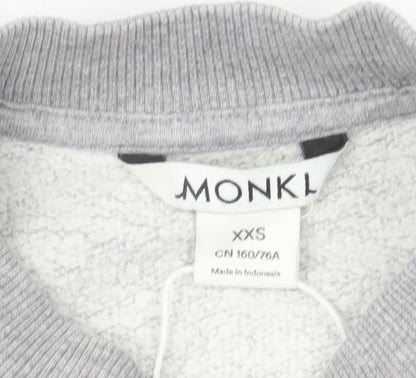 Monki Women Grey TOKYO Cat Print Pullover Sweatshirt XXS