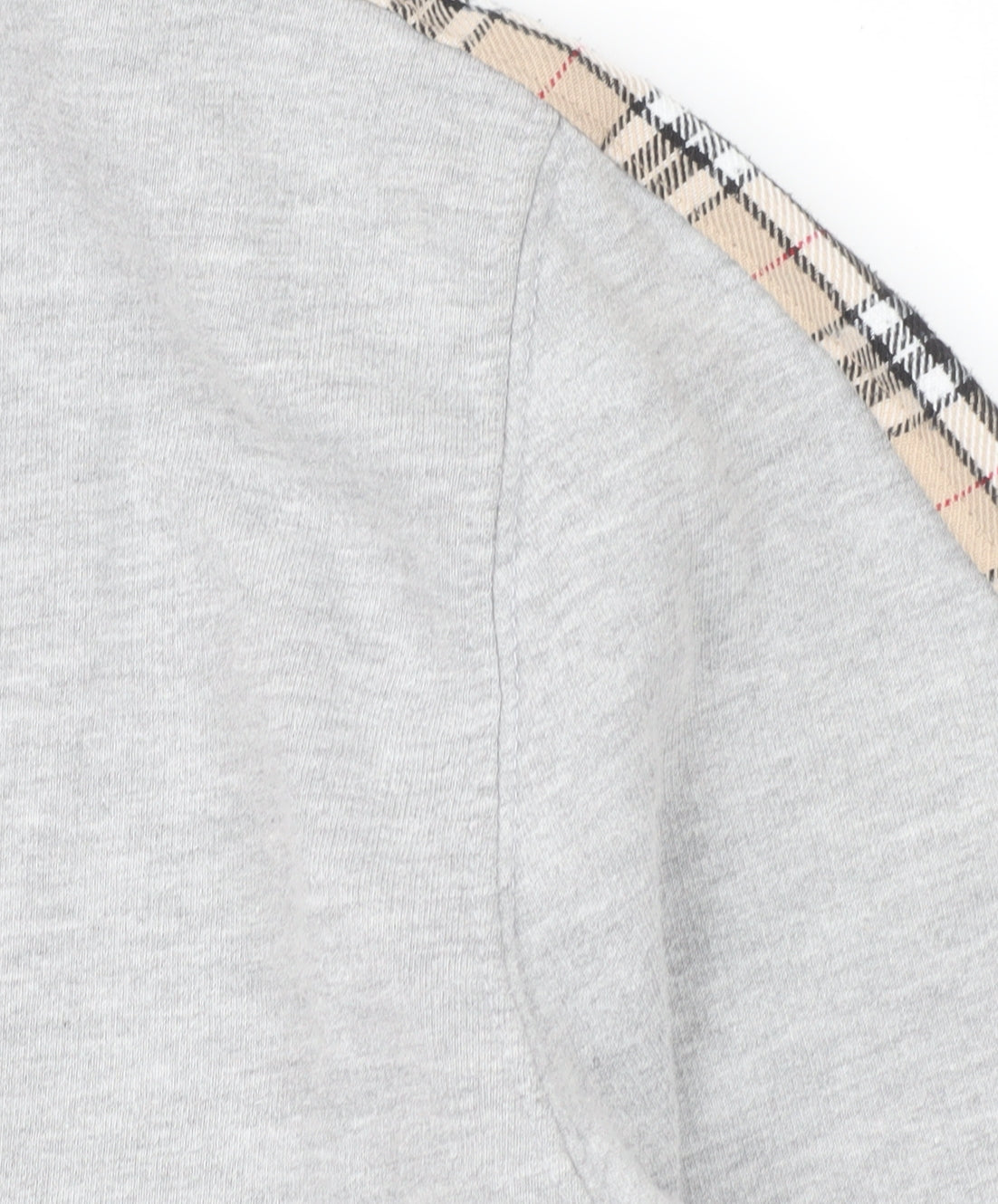 BEST Women Grey Checked Sleeve Cropped Pullover Sweatshirt M