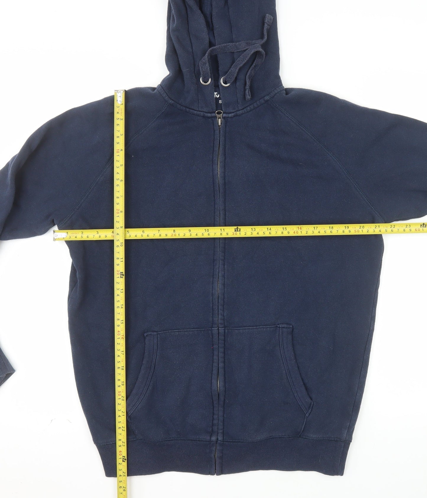 Tu Men Blue Full Zip Hoodie Size S Cotton Blend