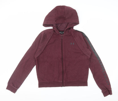 Under Armour Women Burgundy Full Zip Hoodie Size S Relaxed Fit