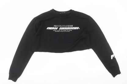 PrettyLittleThing Womens Black UK 8 Cropped Pullover Sweatshirt
