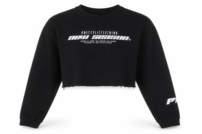 PrettyLittleThing Womens Black UK 8 Cropped Pullover Sweatshirt