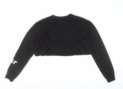 PrettyLittleThing Womens Black UK 8 Cropped Pullover Sweatshirt