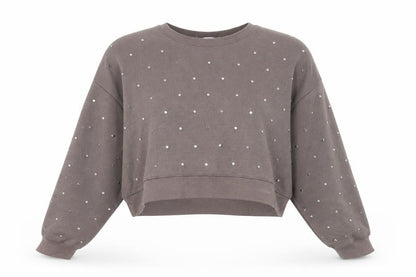 Zara Women Brown Studded Pullover Sweatshirt Size M
