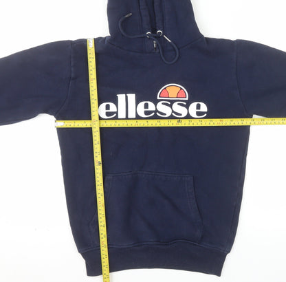 Ellesse Womens Navy Blue Pullover Hoodie UK 8 Cotton Blend Hooded Sweatshirt