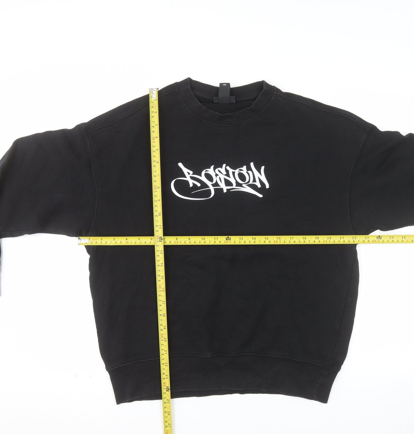H&M Men's Black Oversized Graffiti Print Boston Sweatshirt Size S