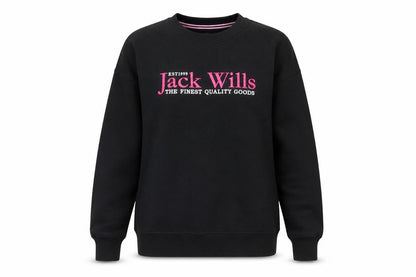 Jack Wills Womens Black Sweatshirt UK 8 Pullover Crew Neck Cotton Blend