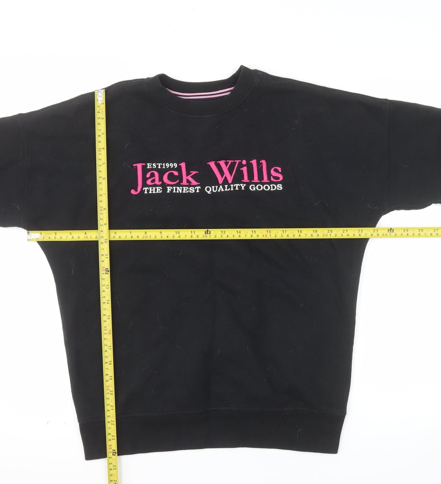 Jack Wills Womens Black Sweatshirt UK 8 Pullover Crew Neck Cotton Blend