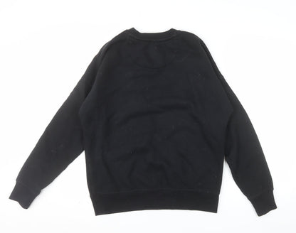 Jack Wills Womens Black Sweatshirt UK 8 Pullover Crew Neck Cotton Blend