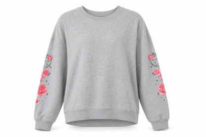 Hollister Womens Grey Pullover Sweatshirt M Rose Graphic Long Sleeve