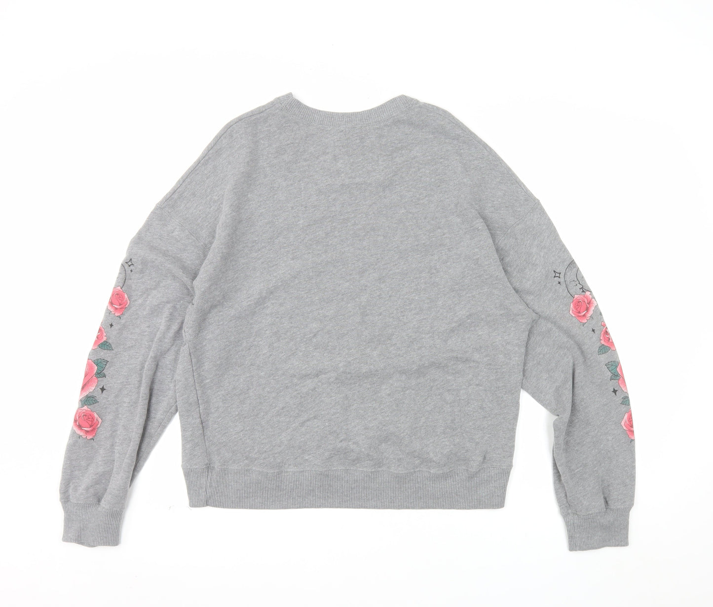 Hollister Womens Grey Pullover Sweatshirt M Rose Graphic Long Sleeve