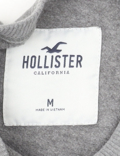 Hollister Womens Grey Pullover Sweatshirt M Rose Graphic Long Sleeve