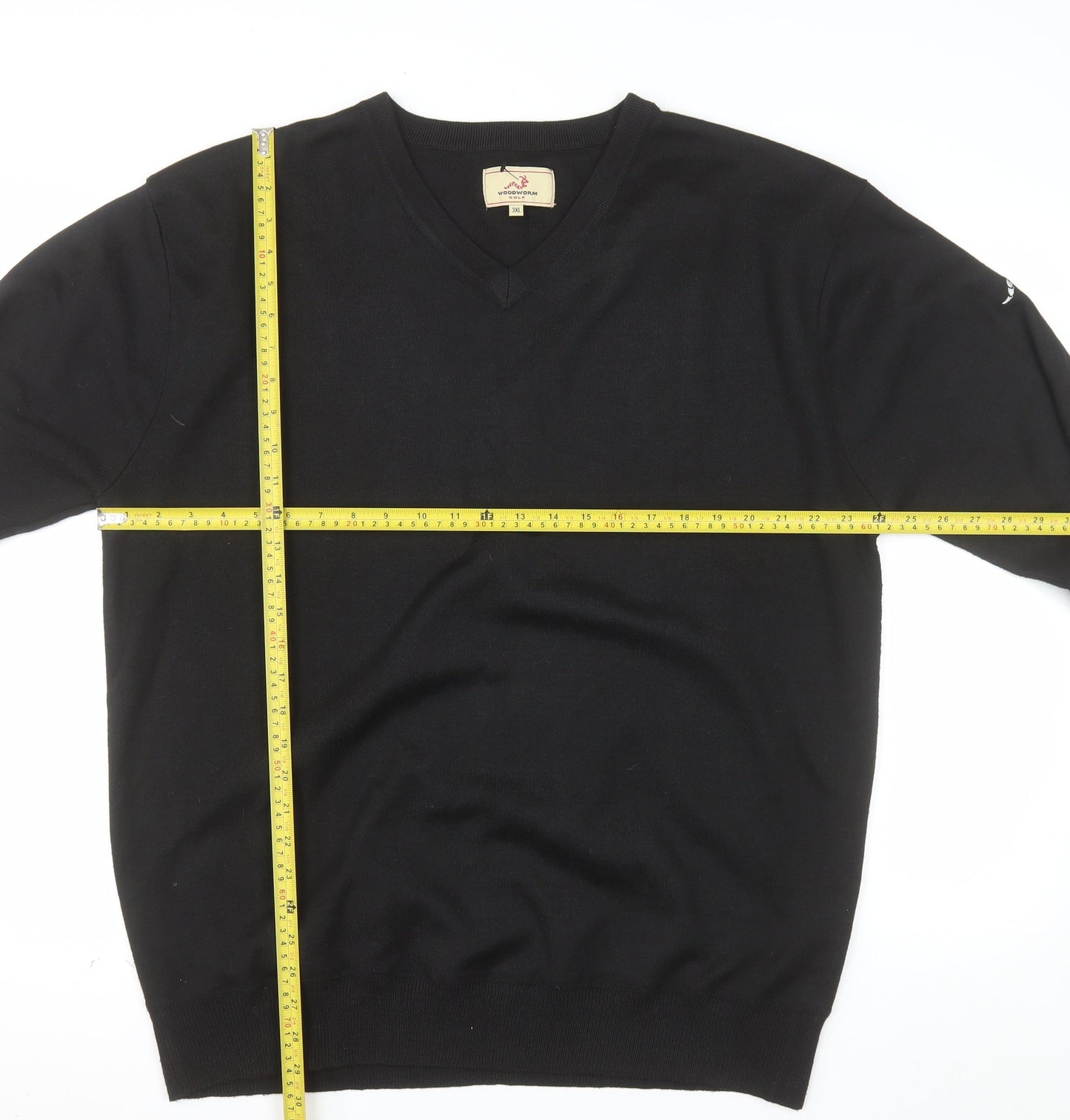 Woodworm Men’s Black 3XL V-Neck Golf Pullover Jumper