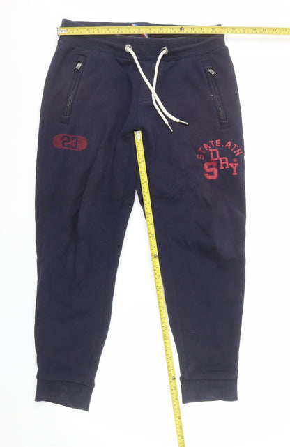 Superdry Men's Navy Blue Jogger Sweatpants Size M Cotton Blend