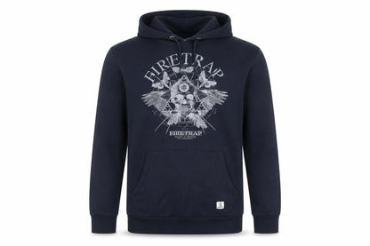 Firetrap Mens Black Pullover Hoodie M Graphic Print Cotton Blend