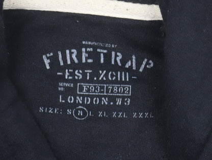 Firetrap Mens Black Pullover Hoodie M Graphic Print Cotton Blend