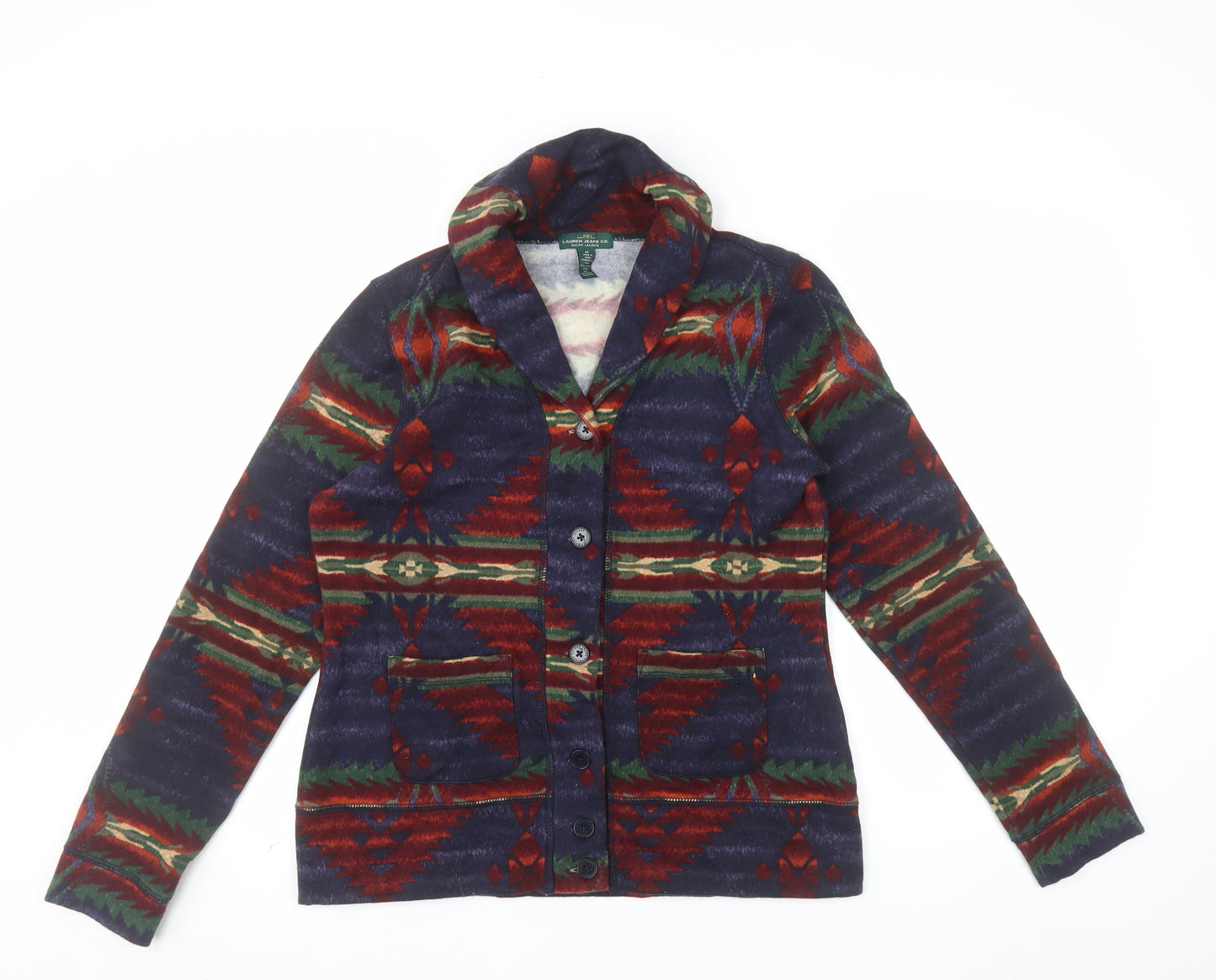 Lauren Ralph Lauren Women’s Multicoloured Aztec Cardigan Hoodie M Cotton Blend