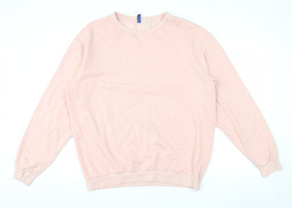 H&M Men’s Pink Crew Neck Pullover Sweatshirt Size L Fleece Cotton Blend
