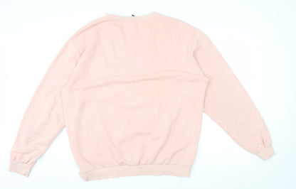 H&M Men’s Pink Crew Neck Pullover Sweatshirt Size L Fleece Cotton Blend