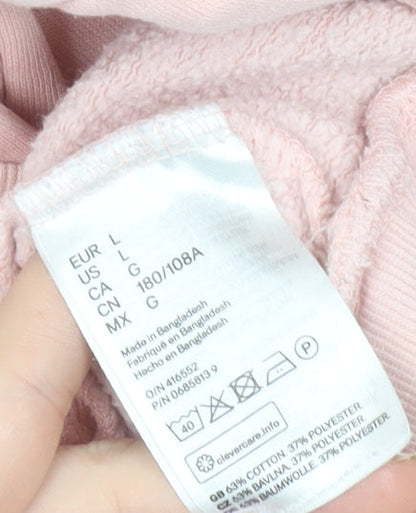 H&M Men’s Pink Crew Neck Pullover Sweatshirt Size L Fleece Cotton Blend