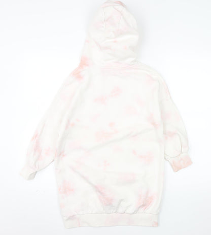 Next Girls Pink Tie Dye Pullover Hoodie 8 Years Regular Fit Fleece