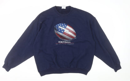 Jerzees Men's Blue XL Pullover Football USA Graphic Sweatshirt