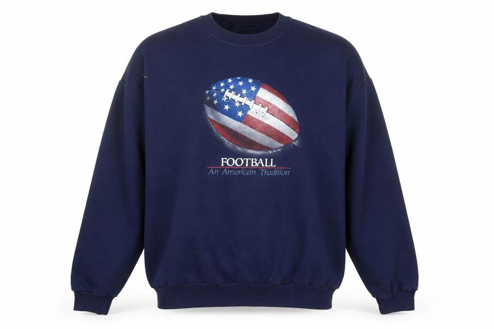 Jerzees Men's Blue XL Pullover Football USA Graphic Sweatshirt