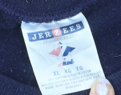Jerzees Men's Blue XL Pullover Football USA Graphic Sweatshirt