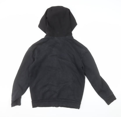 adidas Boys Black Full Zip Hoodie 11-12 Years Regular Fit Hooded Sweatshirt