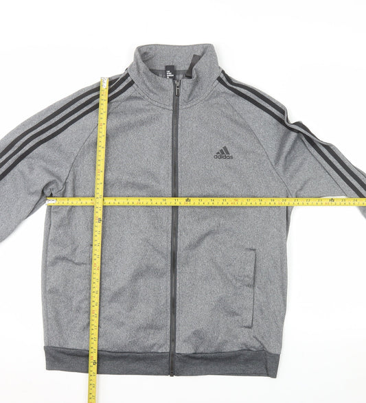 Adidas Men Grey M Track Jacket Full Zip Activewear Polyester