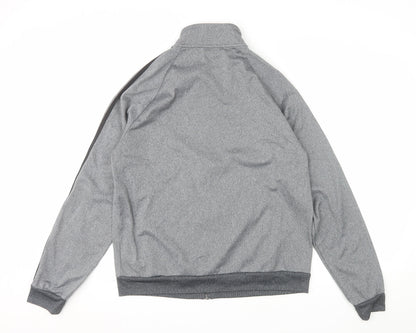 Adidas Men Grey M Track Jacket Full Zip Activewear Polyester