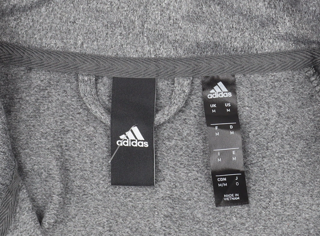 Adidas Men Grey M Track Jacket Full Zip Activewear Polyester
