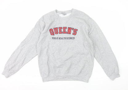 Gildan Men's Grey Queen's University Logo Crew Neck Sweatshirt M