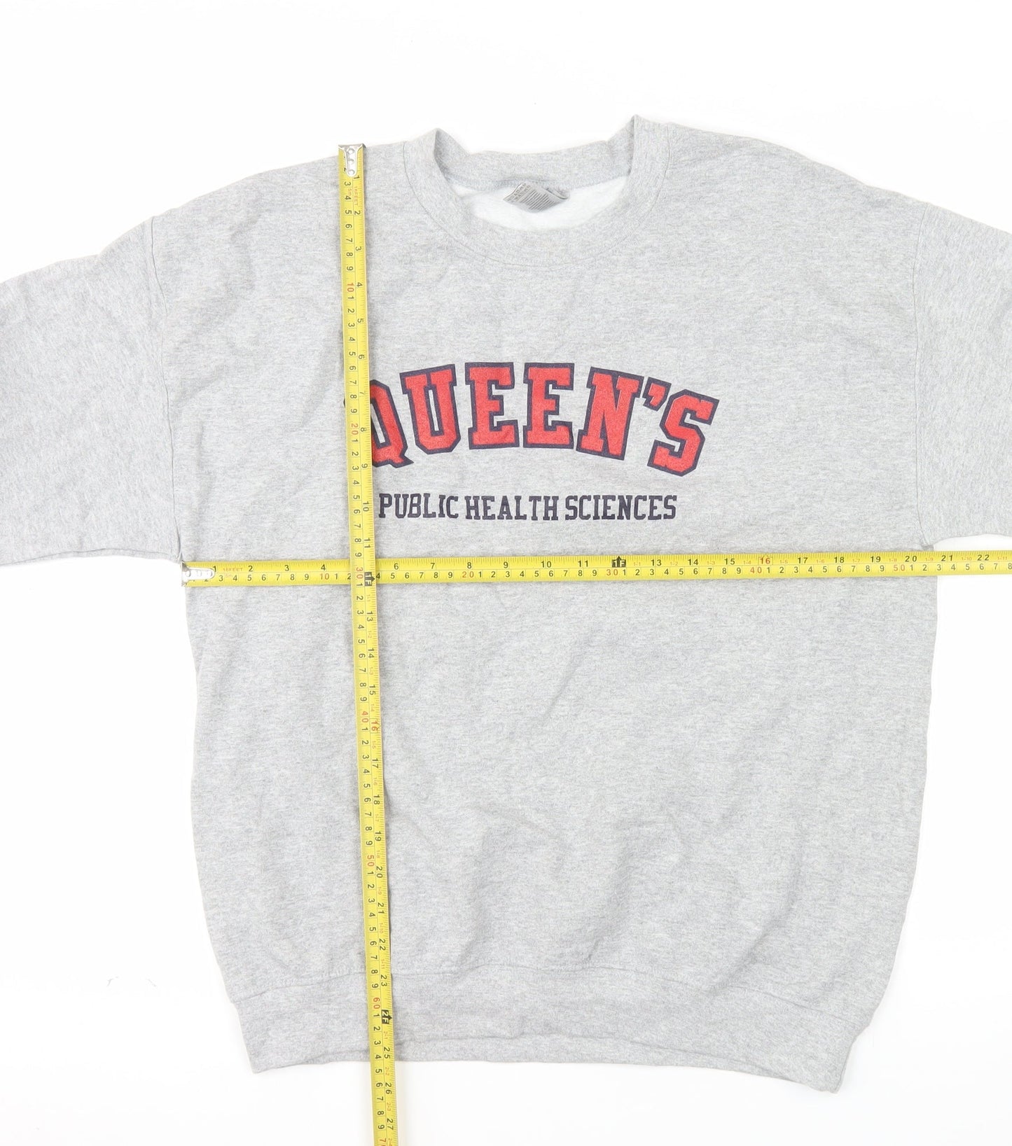 Gildan Men's Grey Queen's University Logo Crew Neck Sweatshirt M