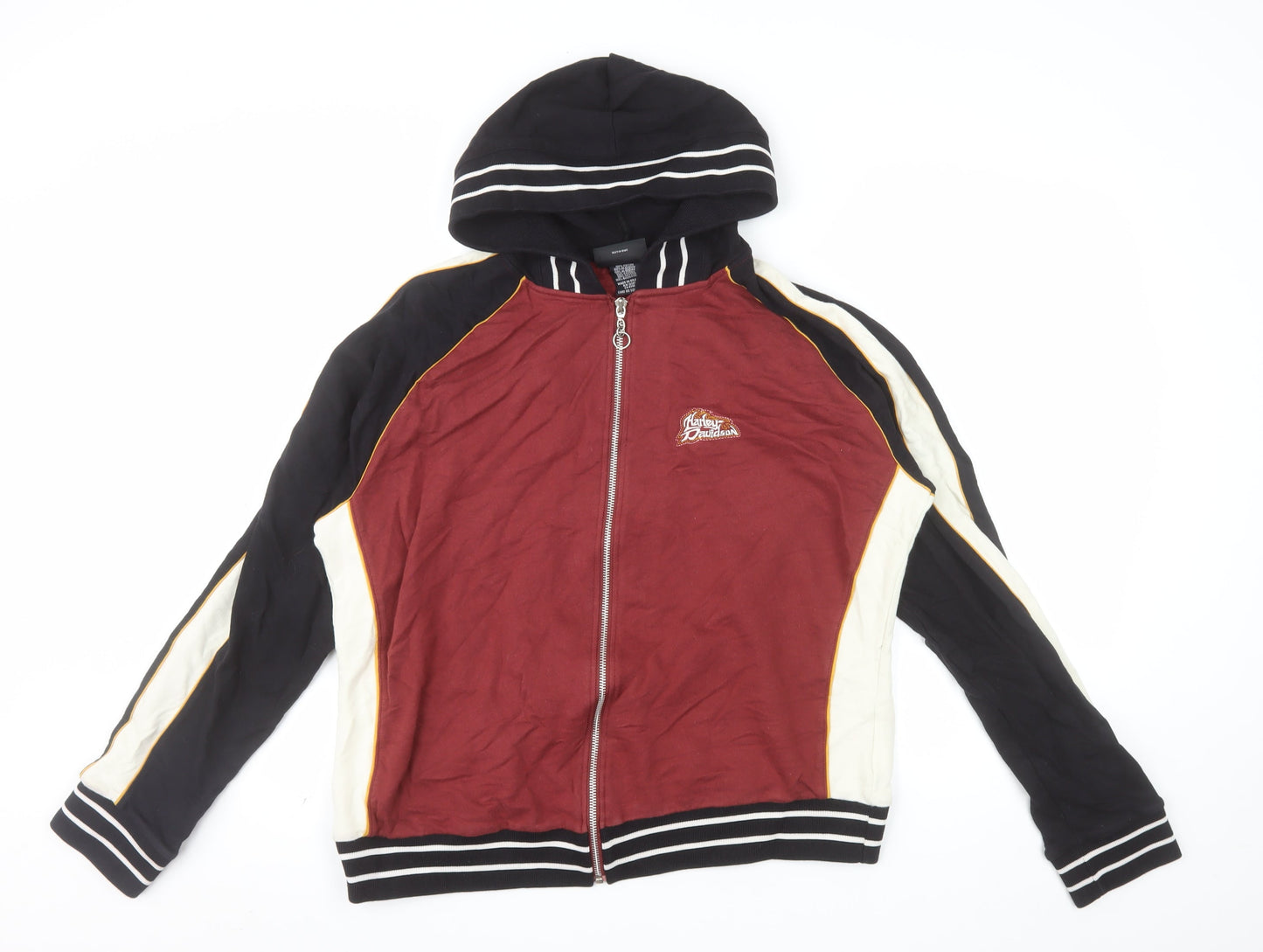 Harley-Davidson Womens Red Black Full Zip Hoodie Size 1W Cotton