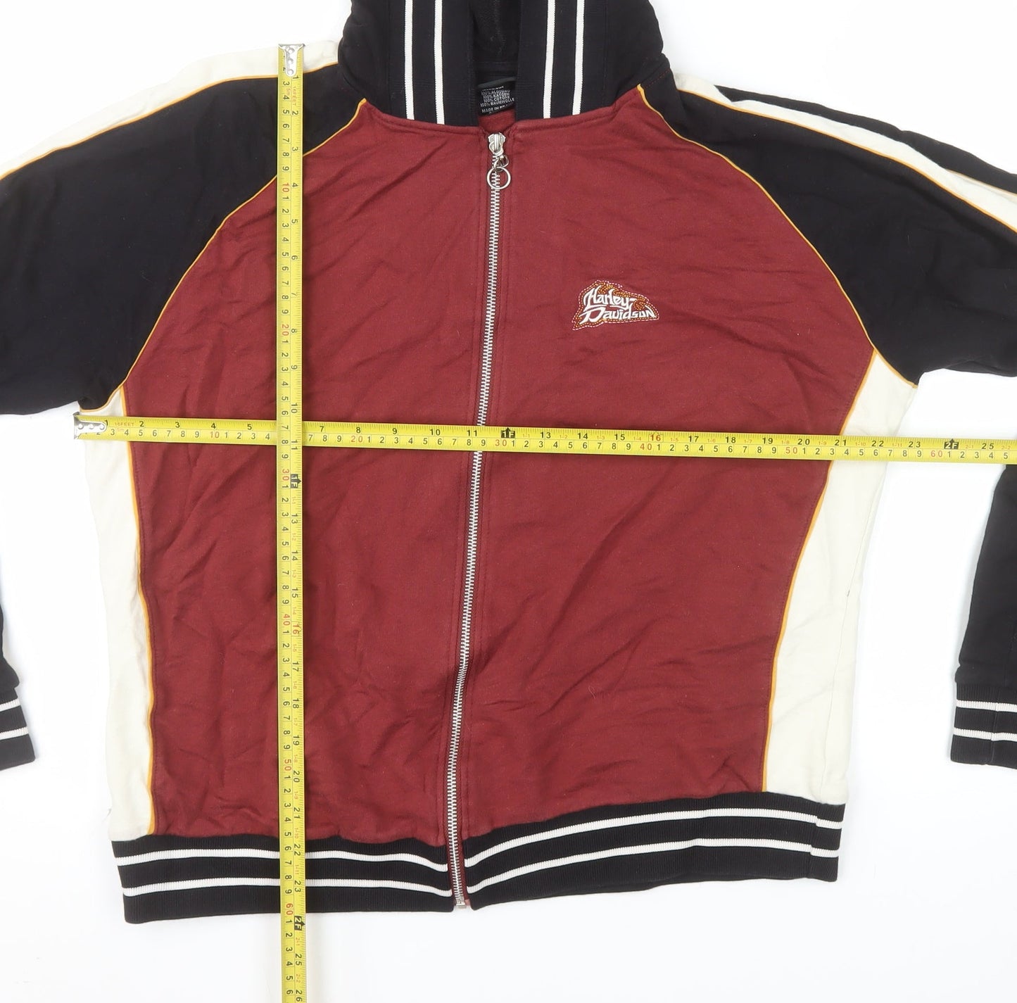 Harley-Davidson Womens Red Black Full Zip Hoodie Size 1W Cotton