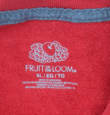 Fruit of the Loom Men's Red XL Crew Neck Pullover Sweatshirt