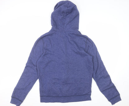 Hollister Men Blue Full Zip Hoodie Medium Cotton Blend Logo
