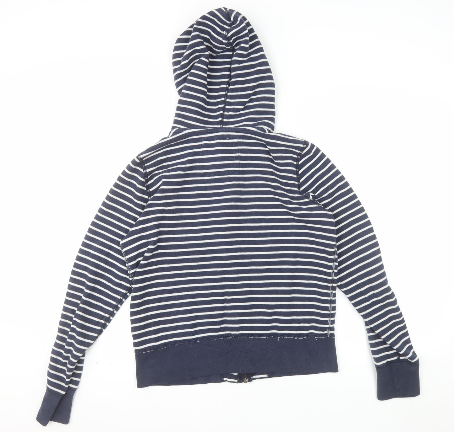 American Eagle Outfitters Women Navy Blue Striped Full Zip Hoodie Size M