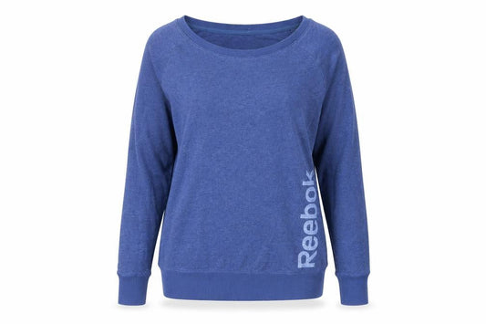 Reebok Women Blue Medium Pullover Sweatshirt Cotton Blend Logo Print