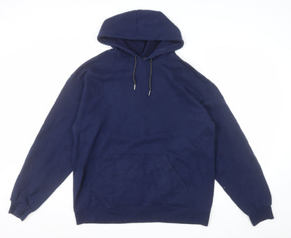 Fruit of the Loom Men's Blue Pullover Hoodie L Regular Fit Fleece