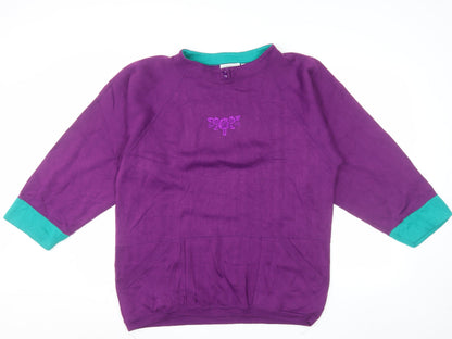 Lauren Brooke Women's Purple Pullover Sweatshirt Size 18W Acrylic Embroidered Floral