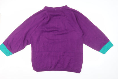 Lauren Brooke Women's Purple Pullover Sweatshirt Size 18W Acrylic Embroidered Floral